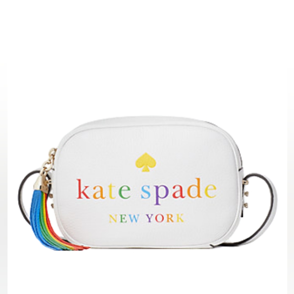 KATE SPADE BNWT new york kourtney camera bag rainbow sling crossbody lea…